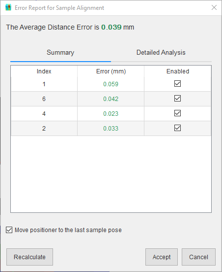 Alignment error dialog with good result