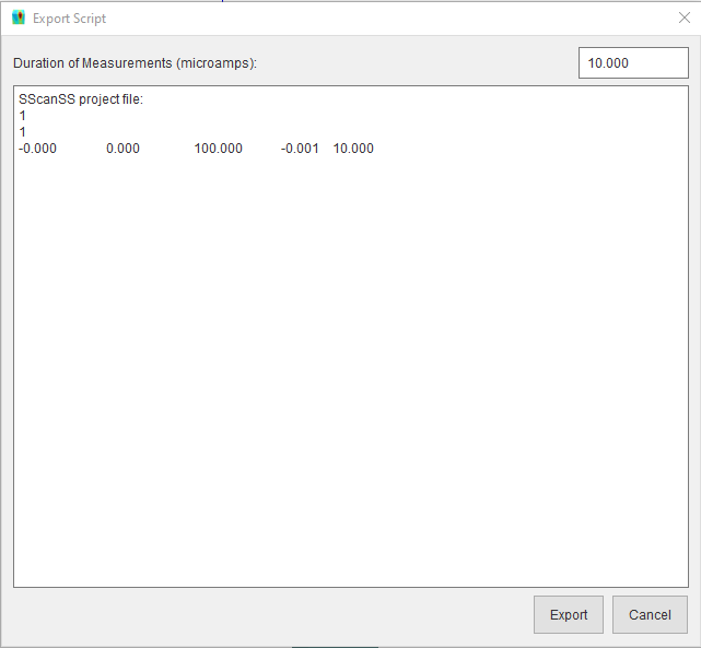 Script Export Dialog