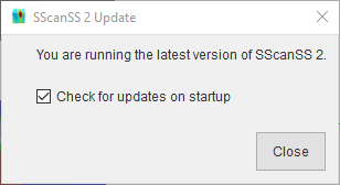 Update dialog showing successful check