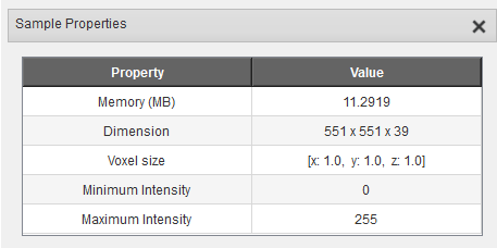 Volume sample properties dialog